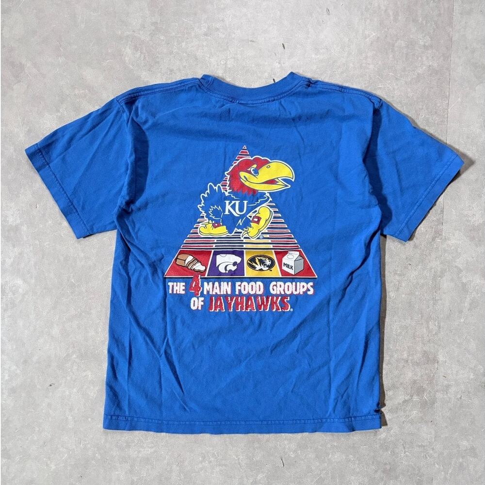 2000s Vintage Kansas Jayhawks Food Groups Blue T-Shirt -M